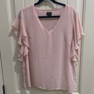 Elegant Pink Ruffle Sleeve Top